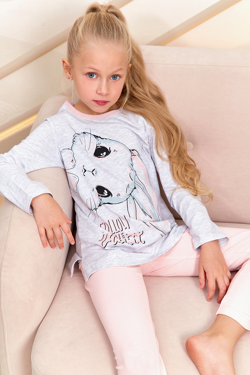 Пижама с брюками Juno AW21GJ551 O Sleepwear Girls зайка